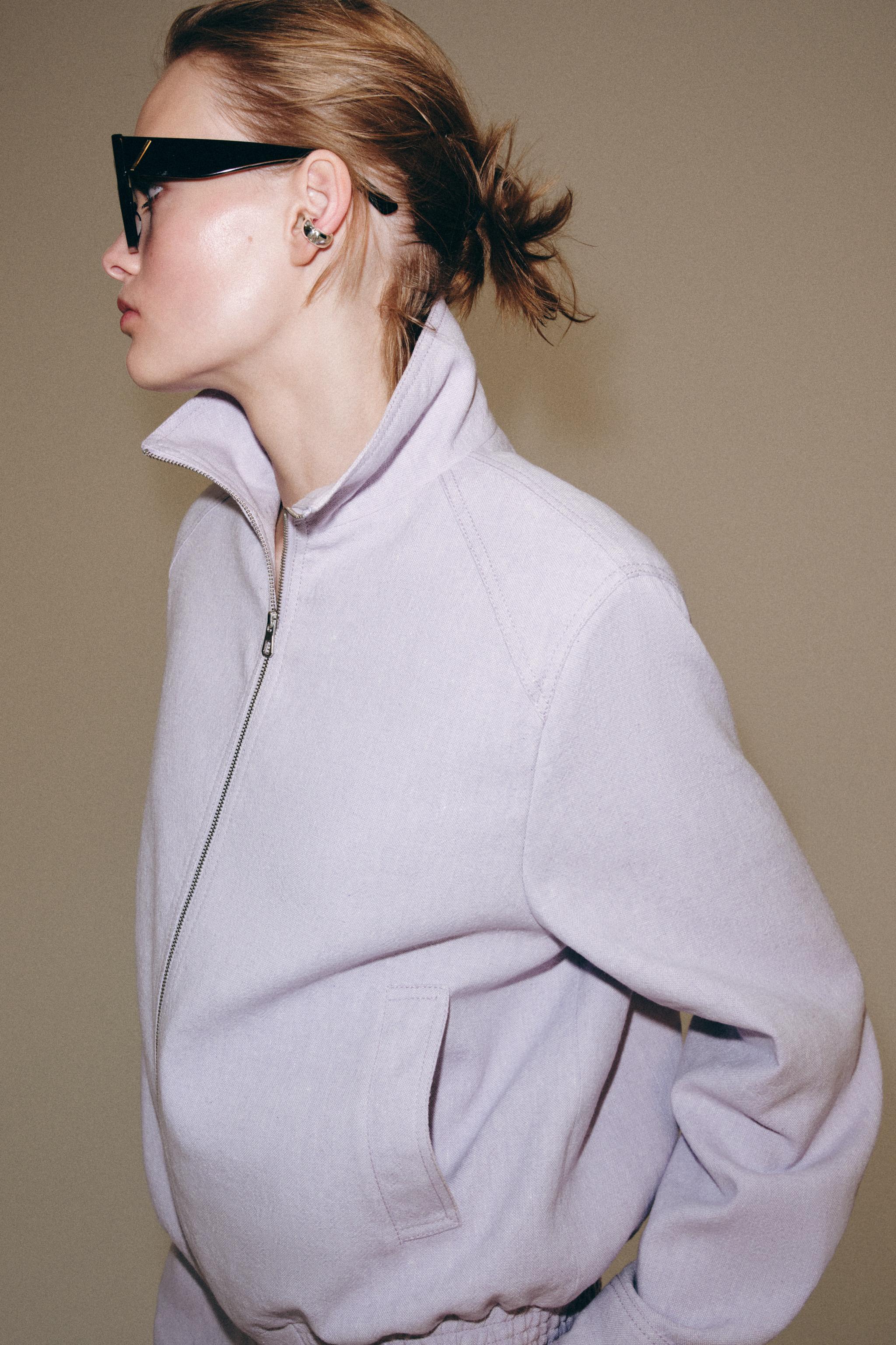 Женские куртки Zara LINEN BLEND BOMBER JACKET ZW COLLECTION — фото 4
