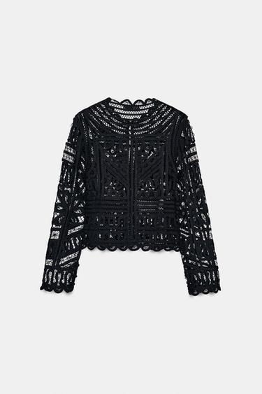 BLOUSE CROCHET ZW COLLECTION - Noir de Zara - Image 6