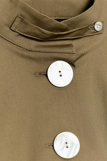 CHEMISE EN POPELINE À BOUTONS - Kaki foncé de Zara - Image 7