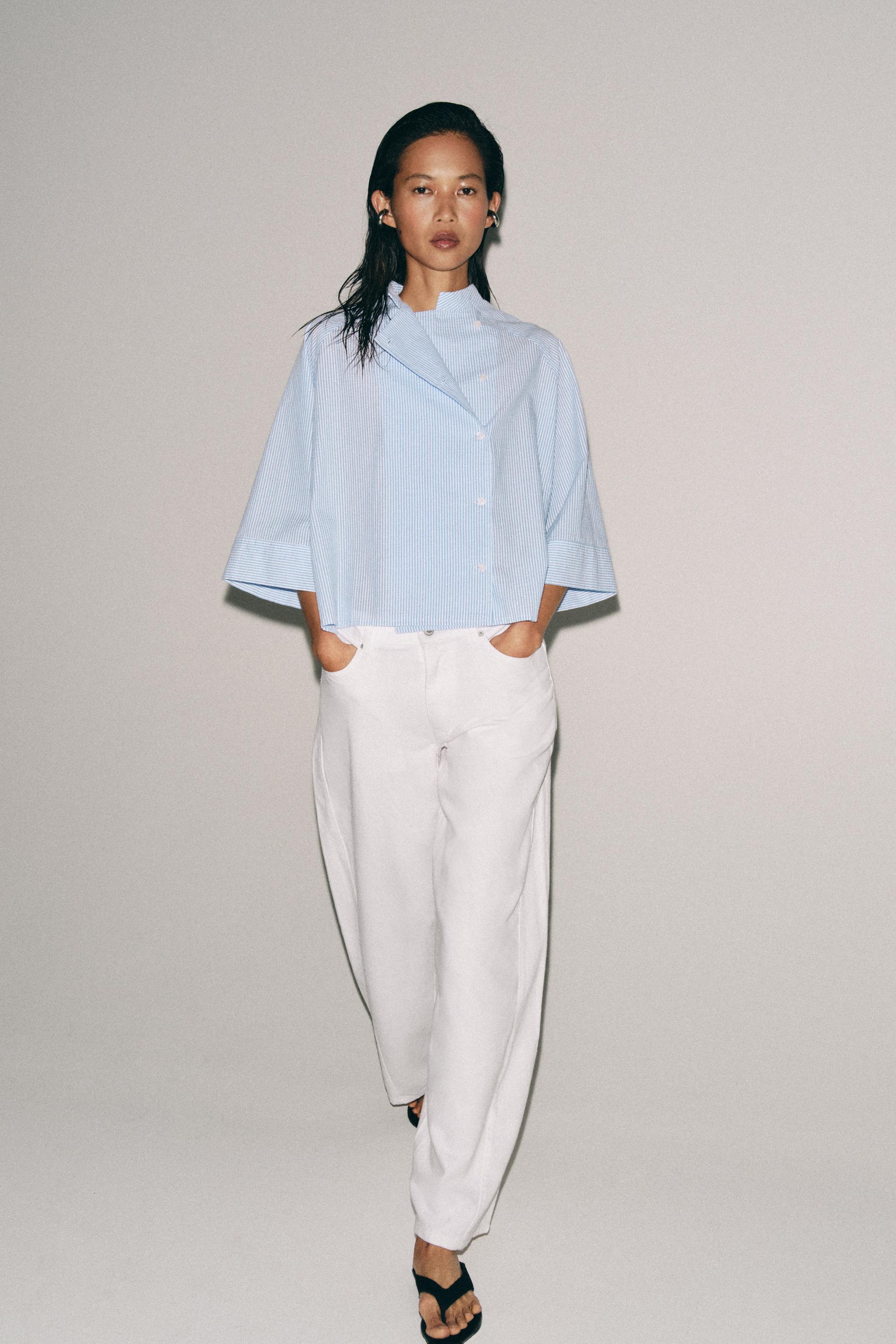 ZW COLLECTION ASYMMETRIC STRIPED SHIRT