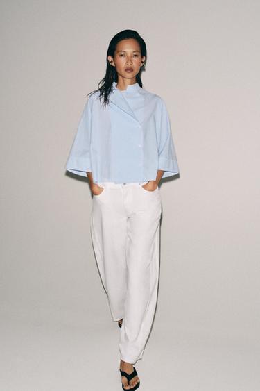 ASYMMETRIC STRIPED SHIRT ZW COLLECTION - Blue/White by Zara - Image 4