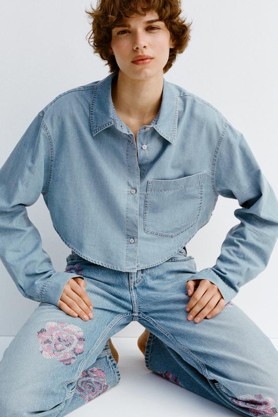 CAMISA CROP DENIM TRF