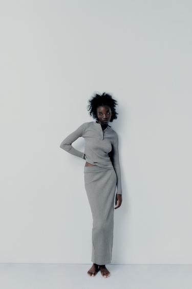 ЛОНГСЛИВ В РУБЧИК С ПУГОВИЦАМИ — СЕРЫЙ С МЕЛАНЖЕВЫМ ЭФФЕКТОМ от Zara — изображение 0