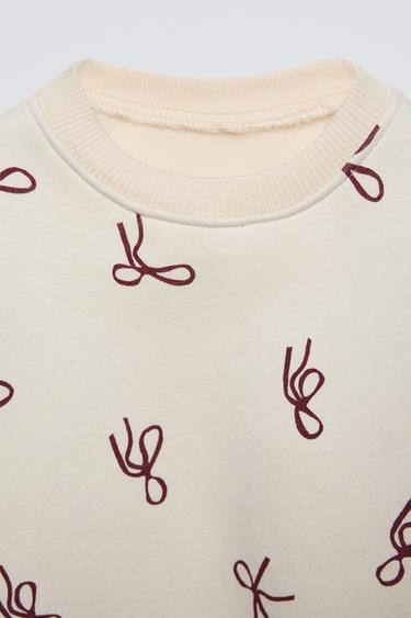 BOW SWEATSHIRT - Ecru / Beige by Zara - Image 2