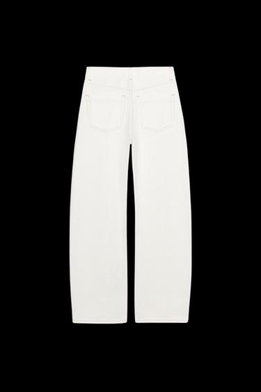 JEANS TRF CURVE MIT HOHEM BUND - Cremefarben von Zara