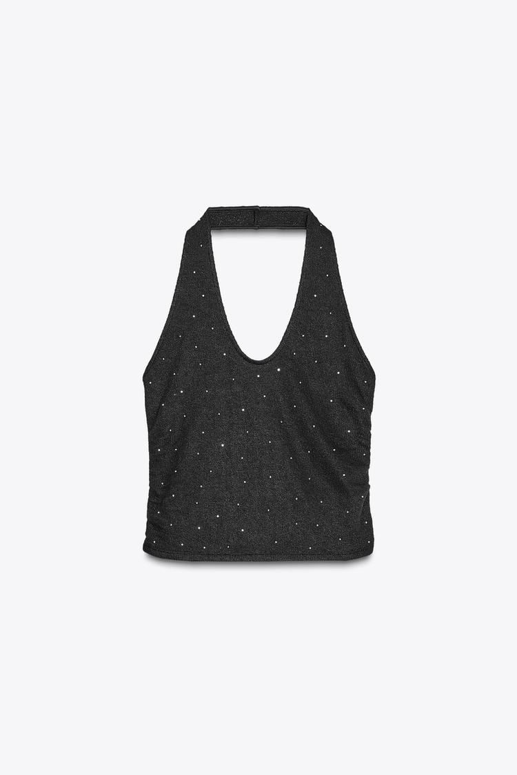 HALTER TOP WITH DIAMANTÉ DETAIL