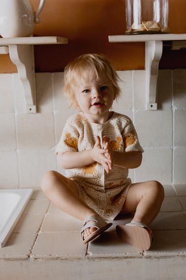 TUTA CORTA IN MAGLIA CON GRANCHI - Écru di Zara