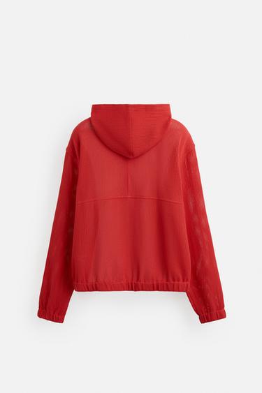 OPEN STRUCTURE HOODED JACKET - Red by Zara - Image 7