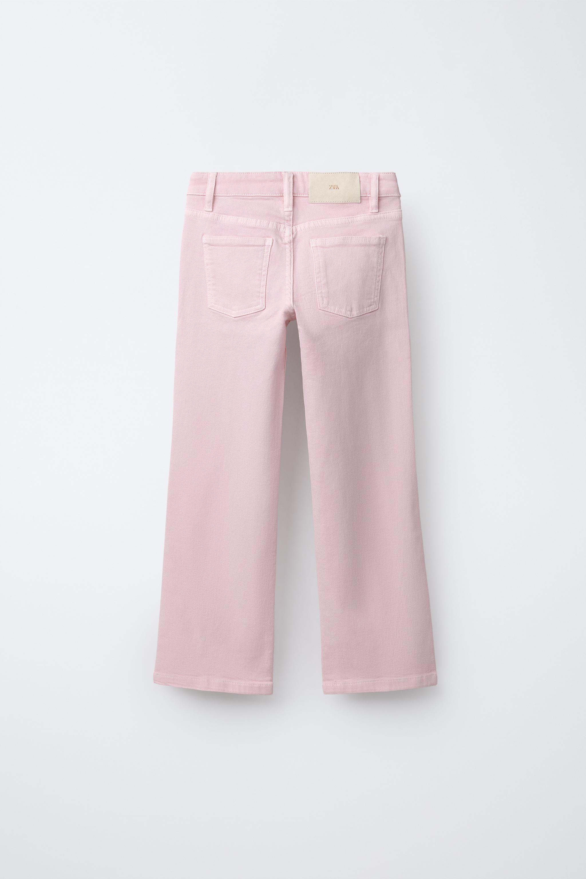 STUDDED BOOTCUT JEANS WITH SLITS — Pink / White
