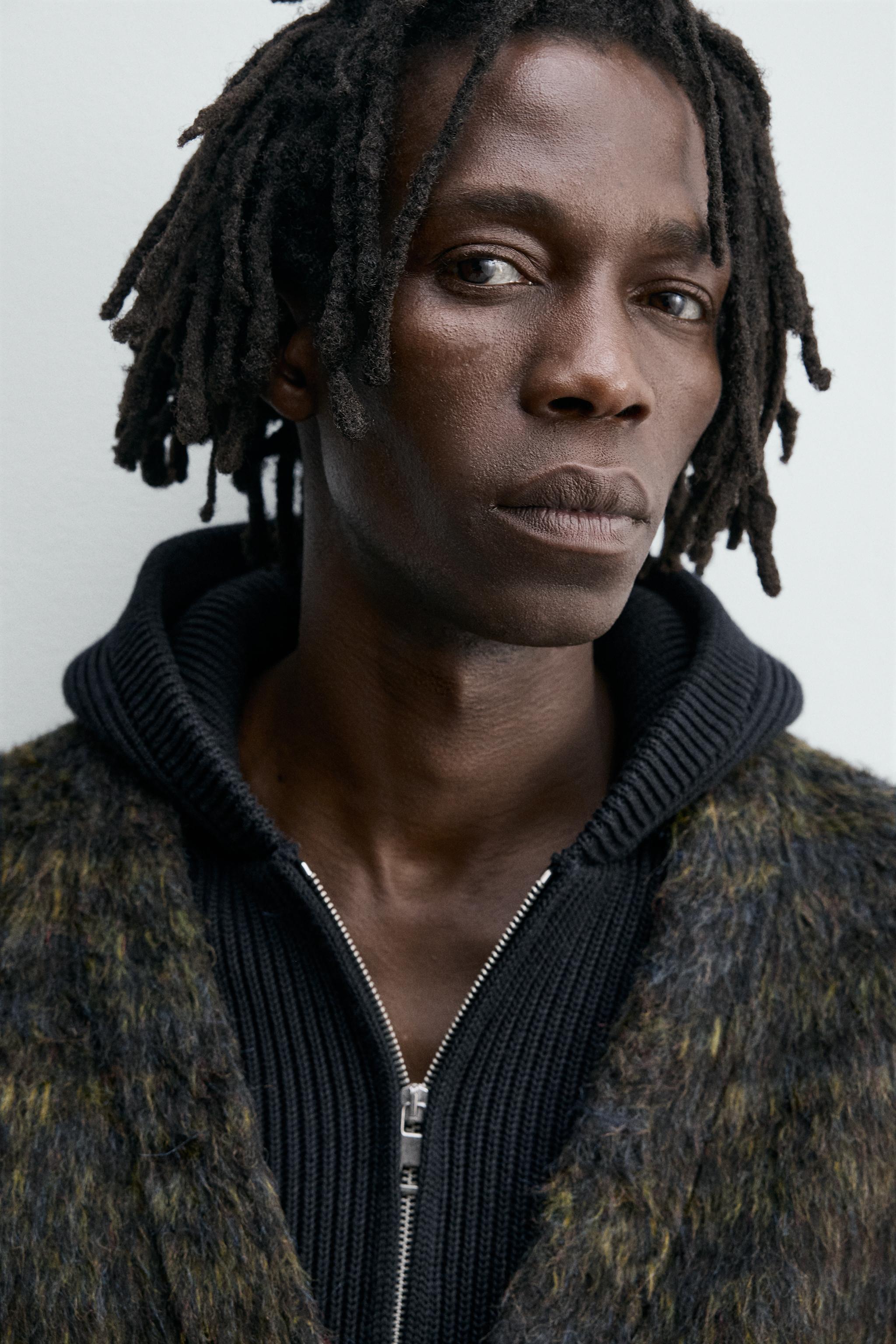 FAUX FUR CARDIGAN - Navy marl | ZARA United States