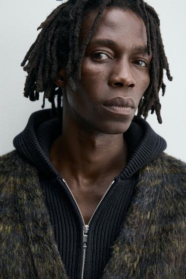 CARDIGAN EFFET FOURRURE - Bleu marine chiné de Zara - Image 5