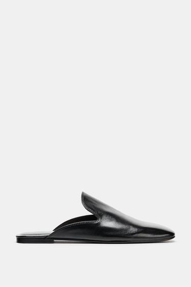 MOCASSINS MULES EN CUIR - Noir de Zara