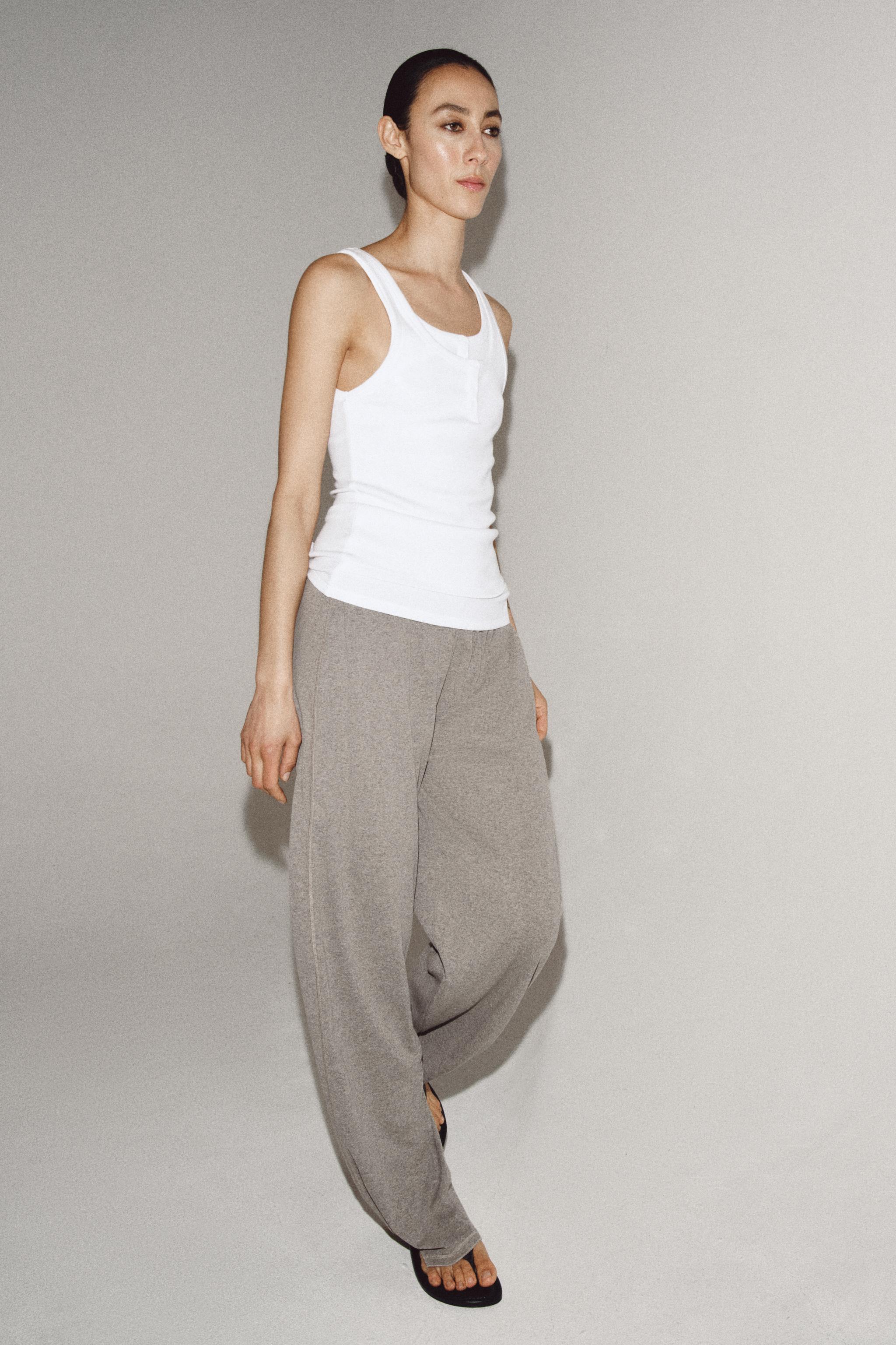 FLOWY WIDE LEG PANTS - Gray marl | ZARA United States