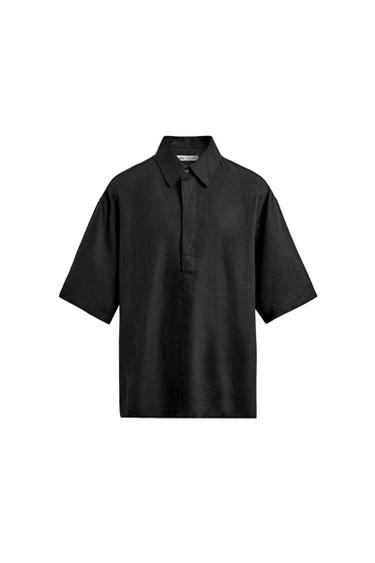 REGULAR FIT LINEN - VISCOSE POLO SHIRT