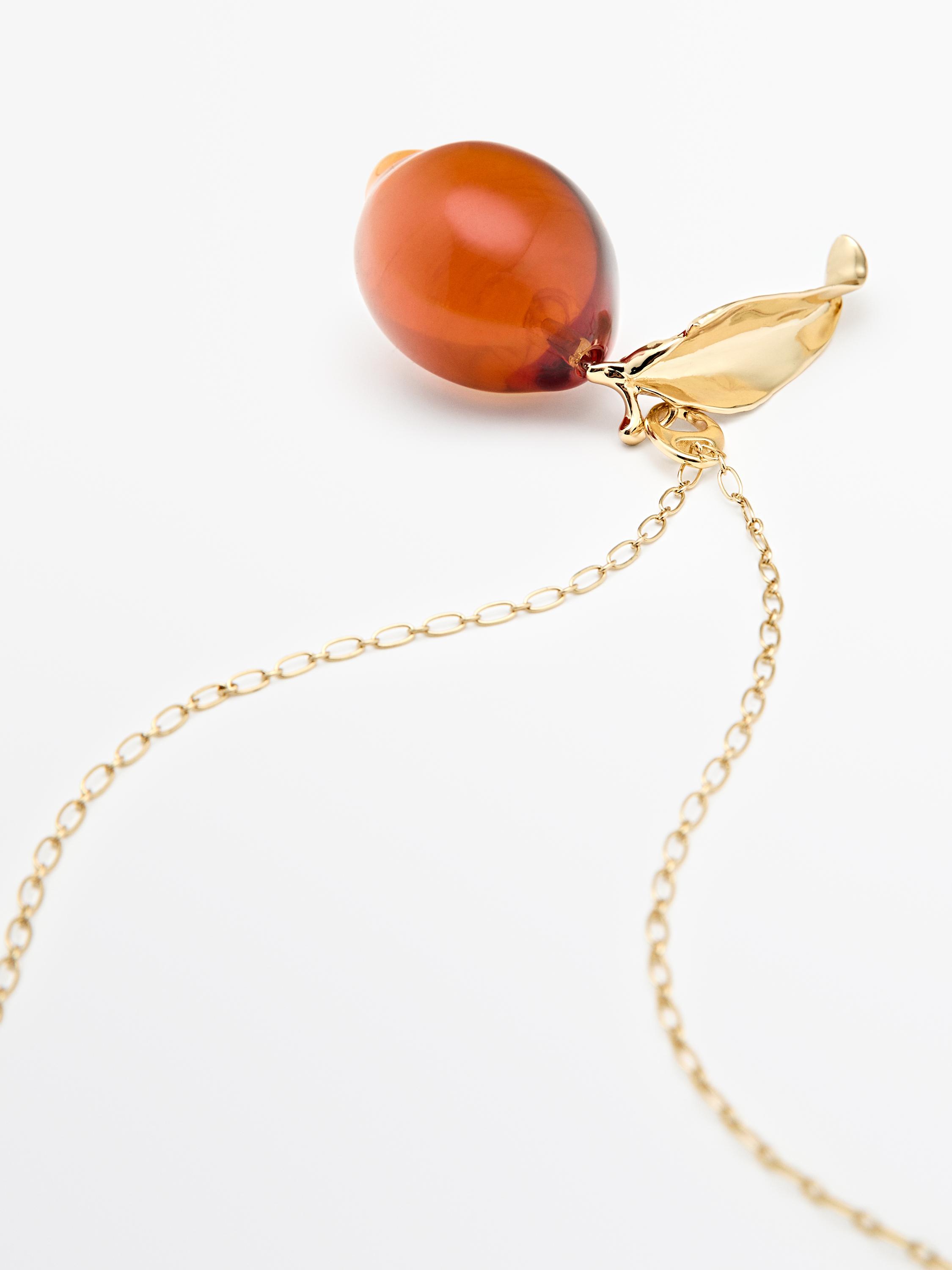 Collier chaîne pièce citron verre