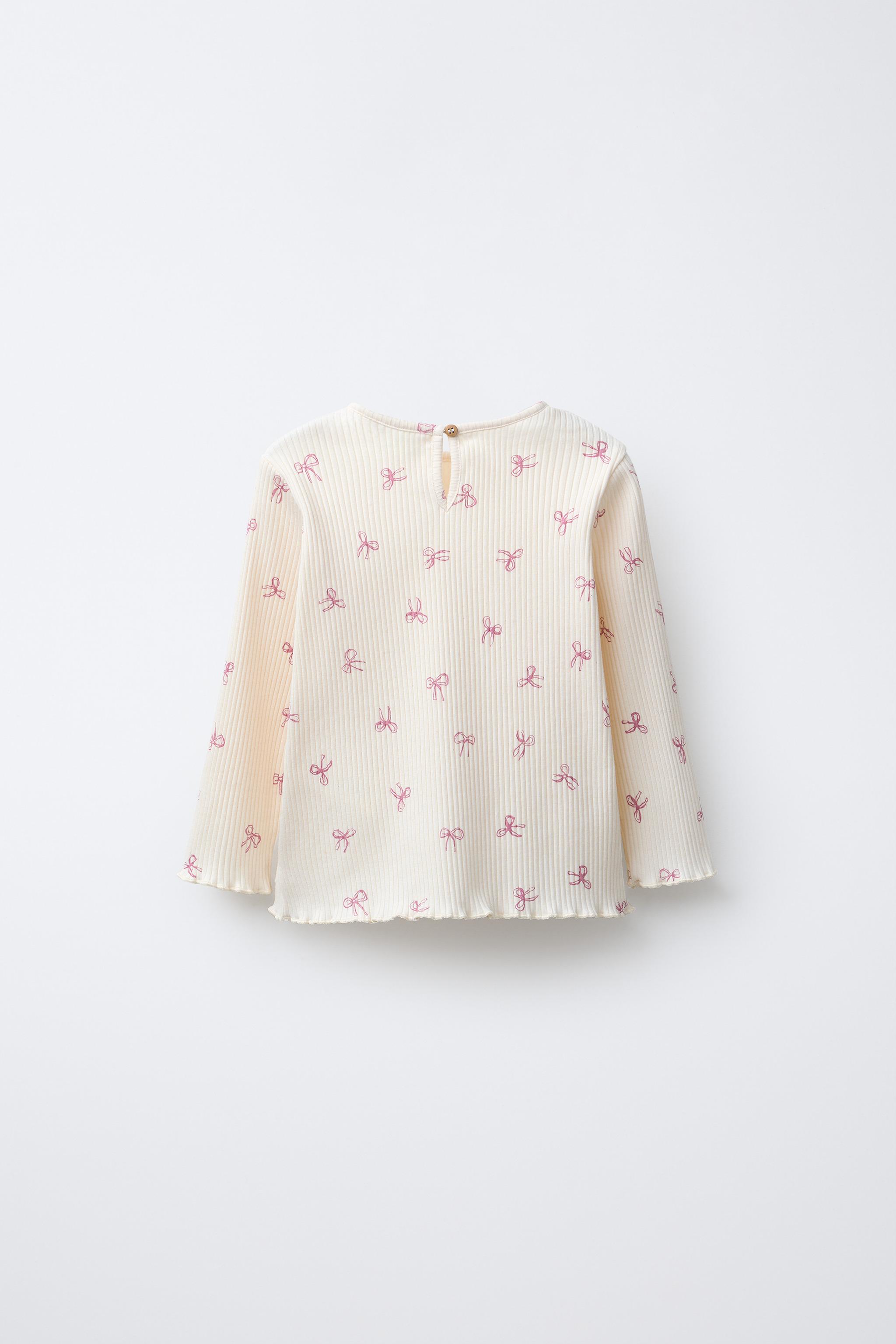 RIBBED SOFT TOUCH T-SHIRT WITH BOWS