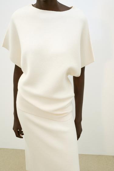 PULL EN MAILLE À MANCHES AMPLES - Écru de Zara