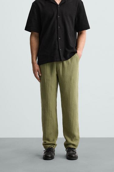TEXTURED TROUSERS - Moss green by Zara