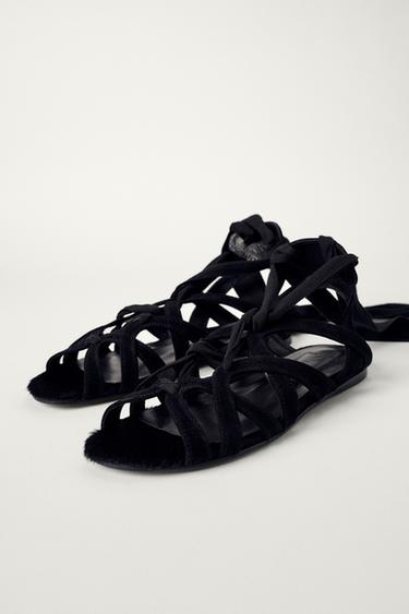 SANDALIA PLANA KATE MOSS X ZARA - Negro de Zara