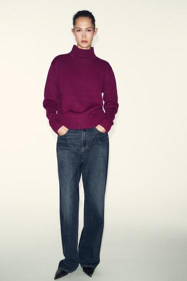 HIGH NECK KNIT JUMPER - Purple by Zara