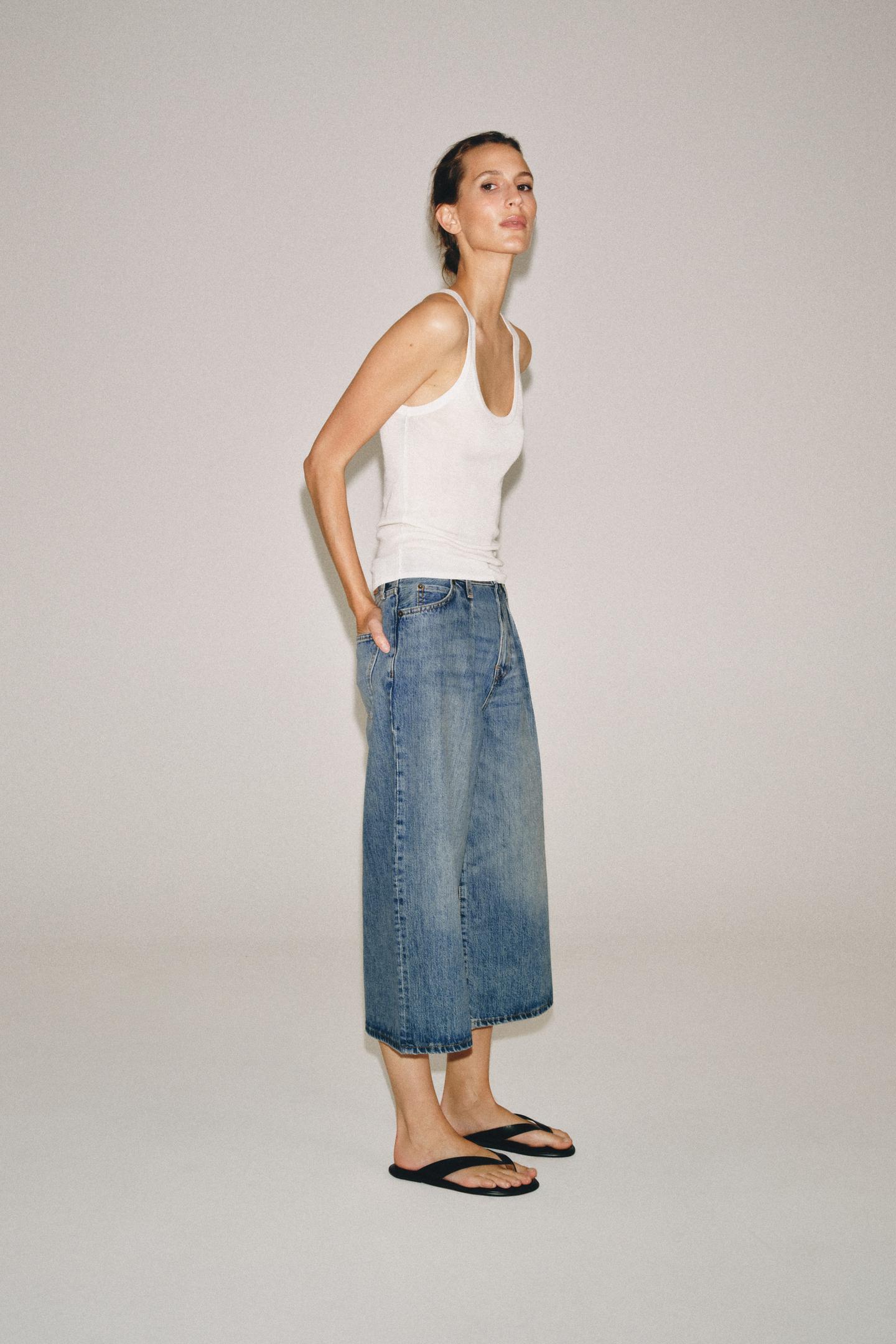 Женские шорты Zara ZW Collection Mid-Rise Denim Shorts, цвет: Синий — фото 4