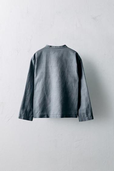 2-5 ANS/ CHEMISE PLIS AVEC LIN ÉDITION LIMITÉE - Bleu / Acier de Zara - Image 1