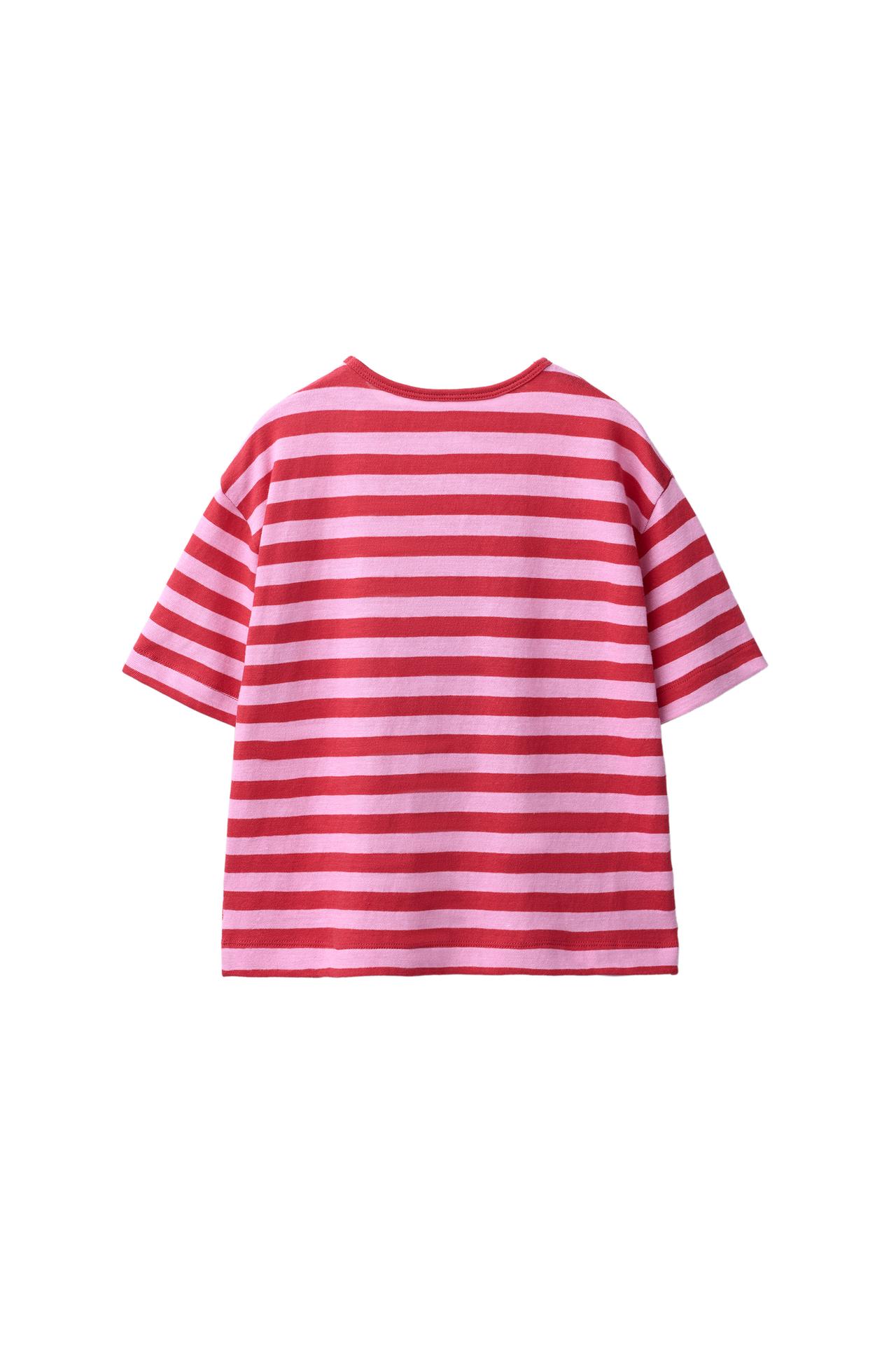 LOOSE FIT STRIPED T-SHIRT — Pink