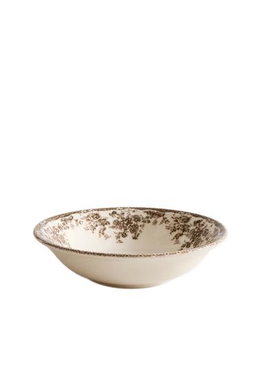 FLORAL EARTHENWARE BOWL - Brown by Zara