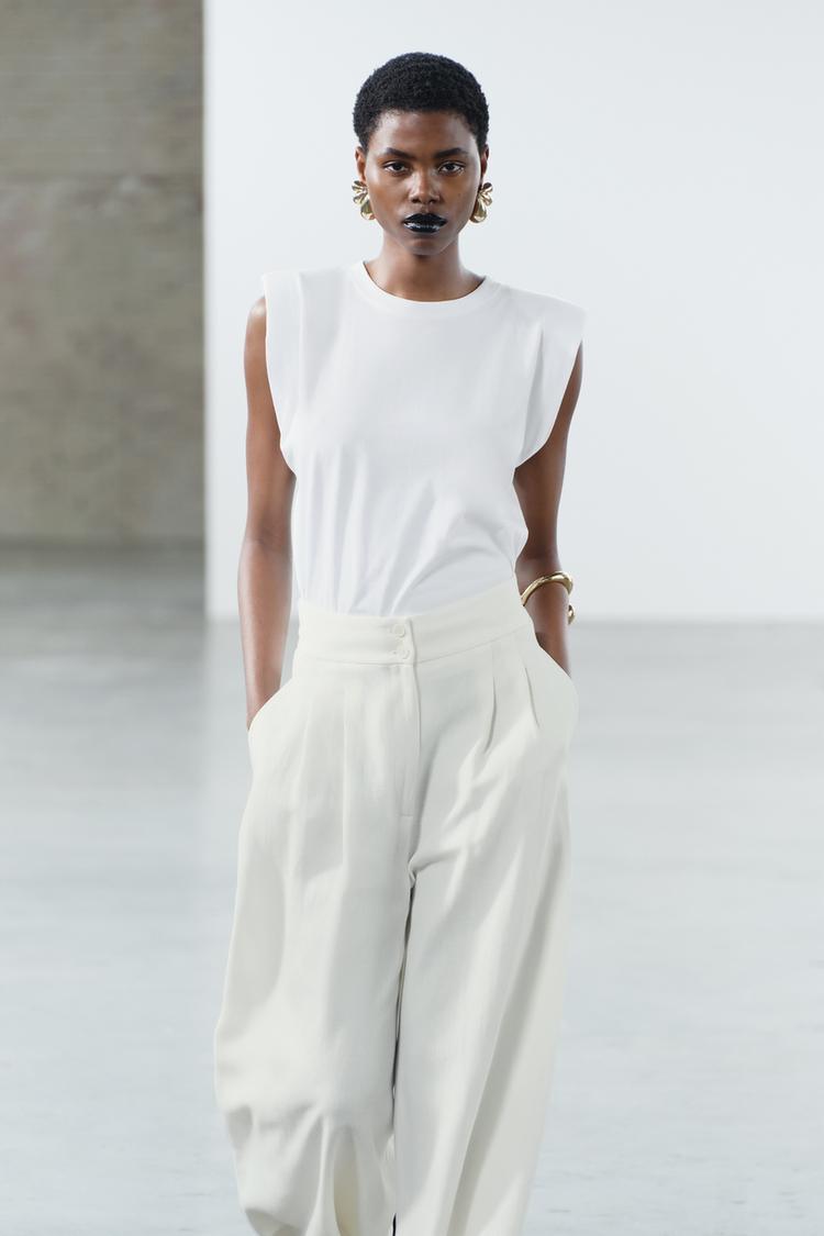 Camiseta Escote Camiseta Con Hombreras Blanca Camiseta Hombreras C