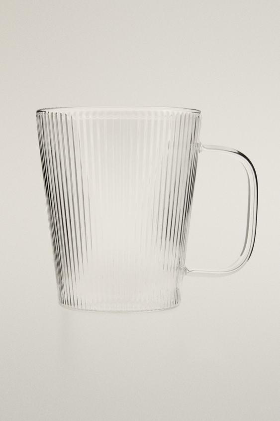 CANECA DE BOROSSILICATO COM LINHAS - Transparente da Zara - Imagem 0