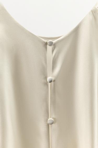 ROBE 100% SOIE DRAPÉE - Blanc cassé de Zara - Image 6
