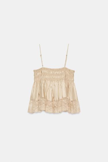TOP SATINÉ DENTELLE - Vison de Zara - Image 8