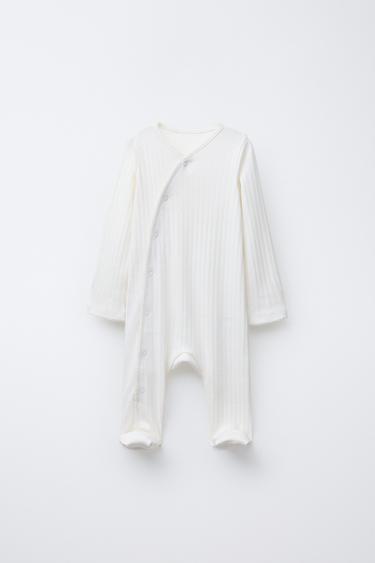 POINTELLE CONVERTIBLE FOOTED SLEEPSUIT - أبيض مكسور الخاص بـ Zara