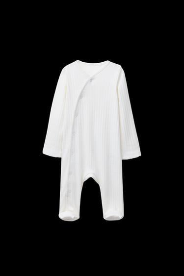 POINTELLE SLEEPSUIT WITH CONVERTIBLE FOOT - Oyster-white by Zara - Image 0