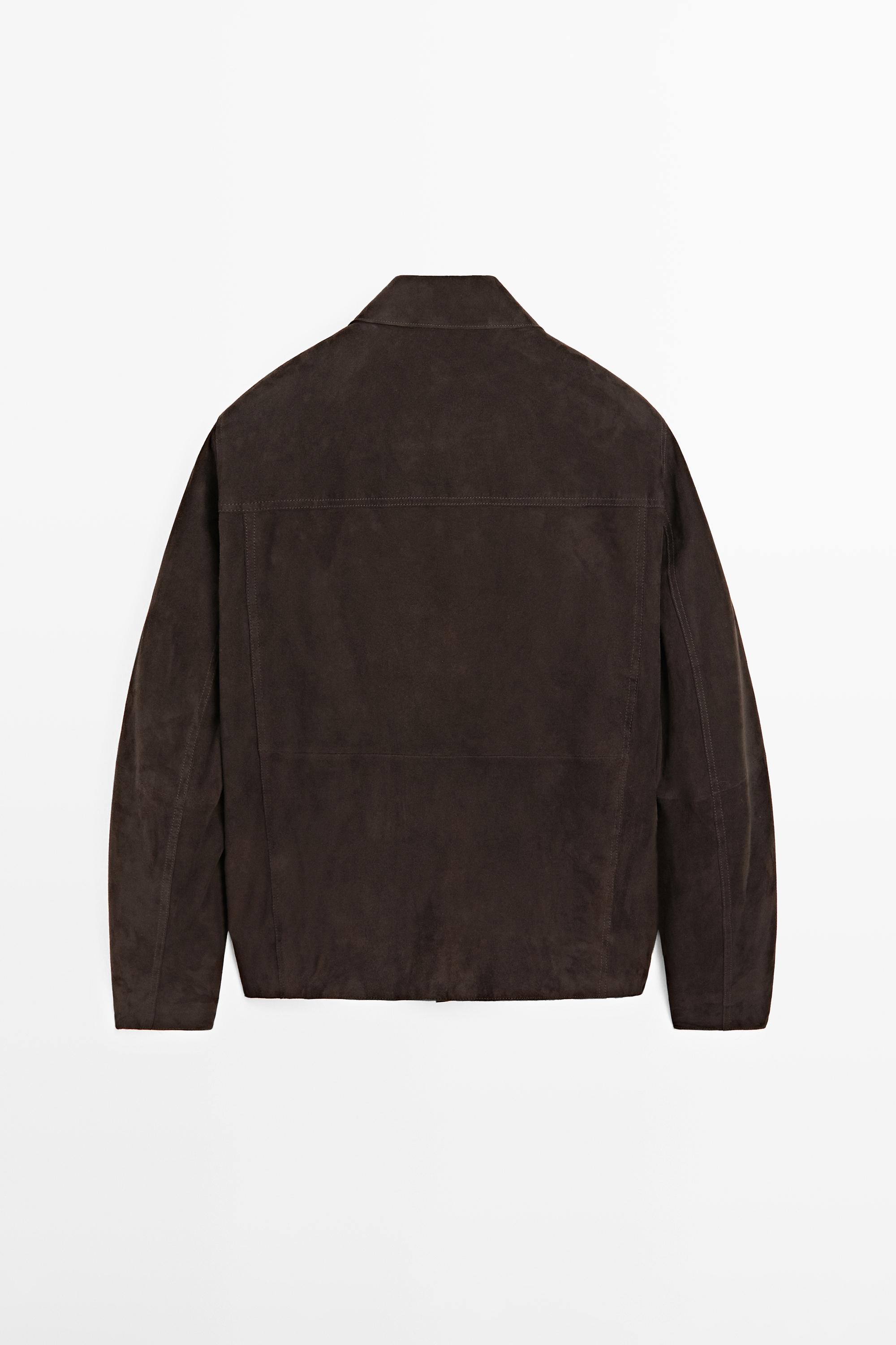 Veste avec poches en cuir effet daim