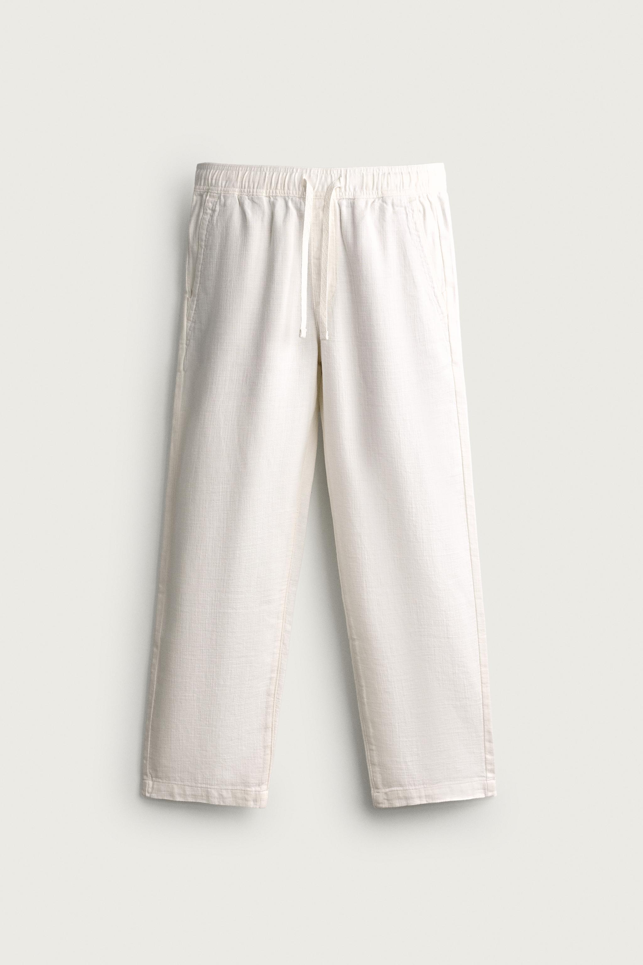 STRUCTURED RELAXED FIT PANTS — Oyster-white