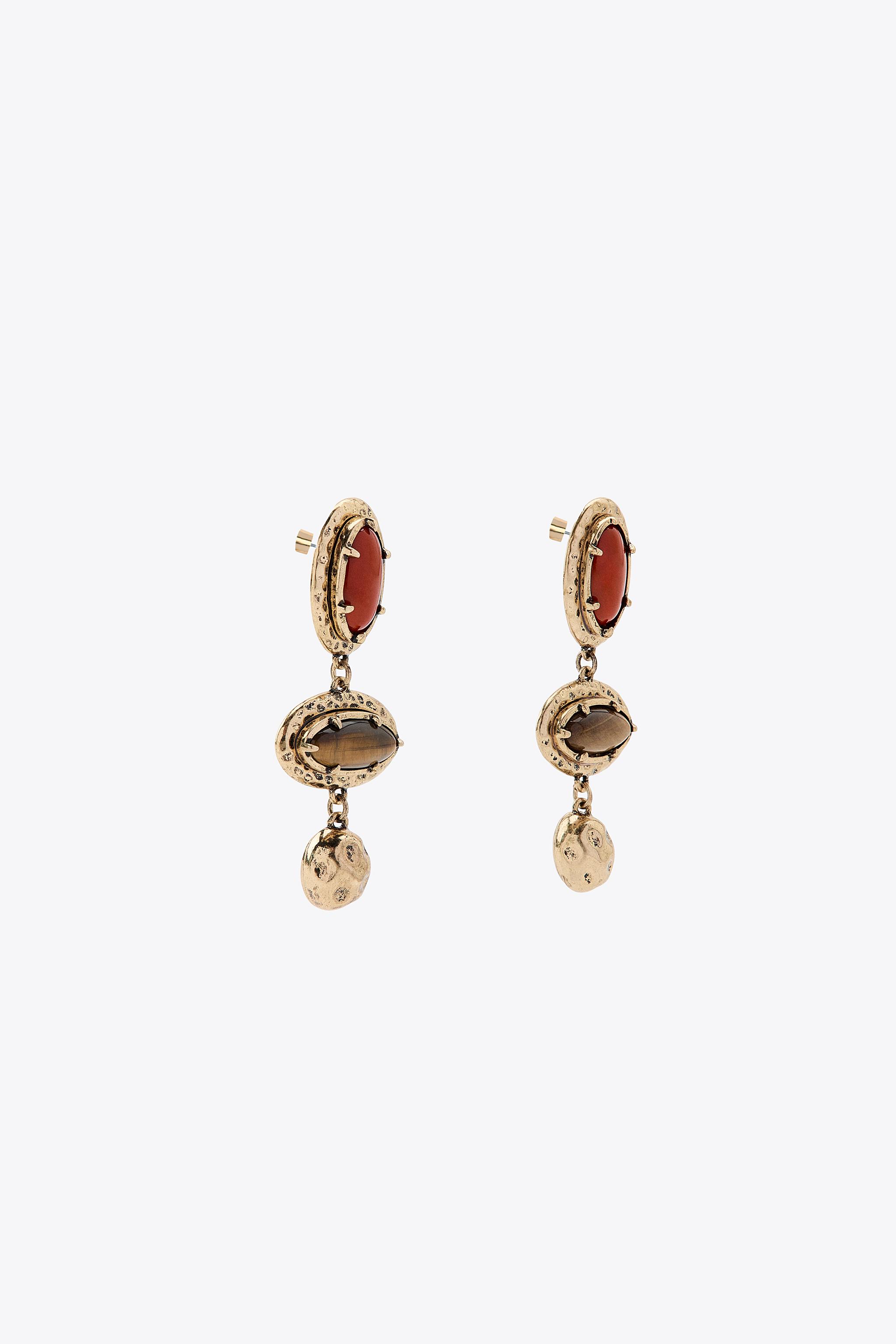TEXTURED STONE EARRINGS