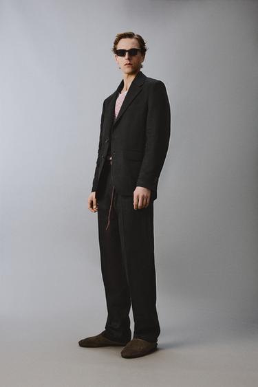 VESTE DE COSTUME TWILL 100% LIN AARON LEVINE X ZARA - Noir de Zara - Image 3