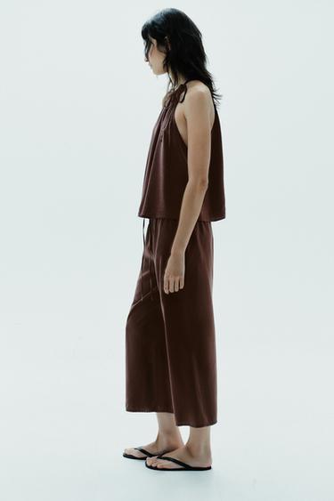 FLOWING CROP TROUSERS - Brown by Zara - Image 4