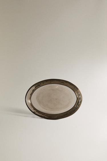 SMOKY TEXTURED GLASS BATHROOM SOAP DISH - Brown by Zara