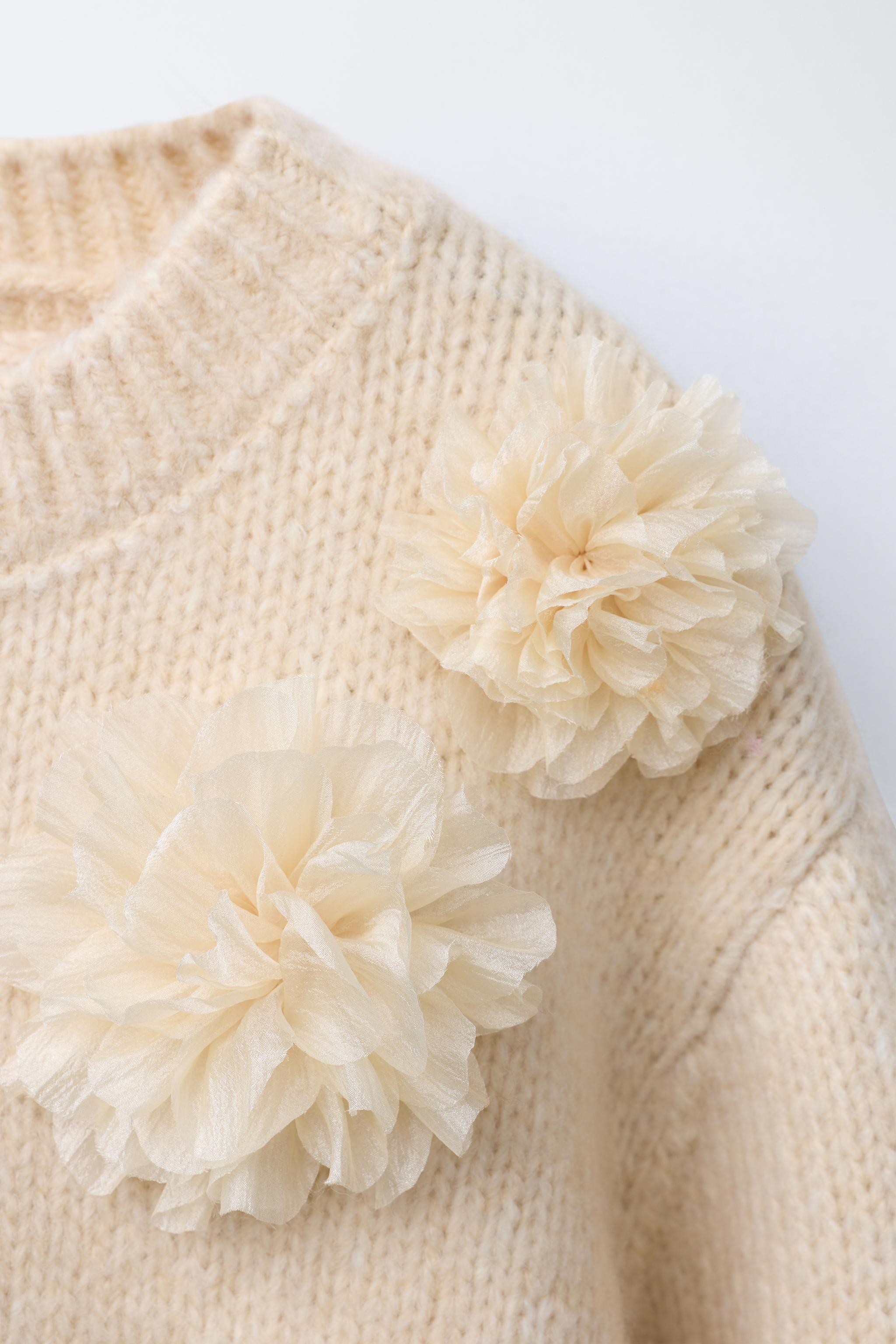 KNIT ORGANZA FLORAL SWEATER