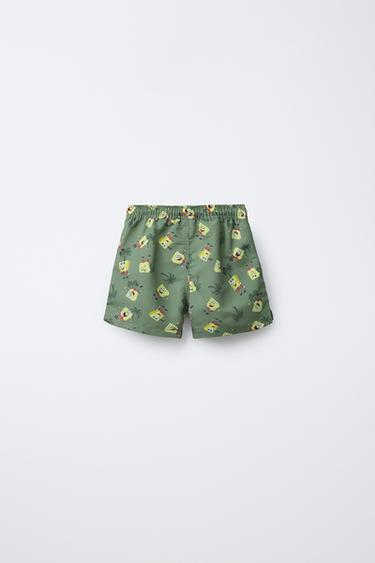 6-14 ANS/ SHORT DE BAIN BOB L'ÉPONGE © NICKELODEON - Vert de Zara - Image 1