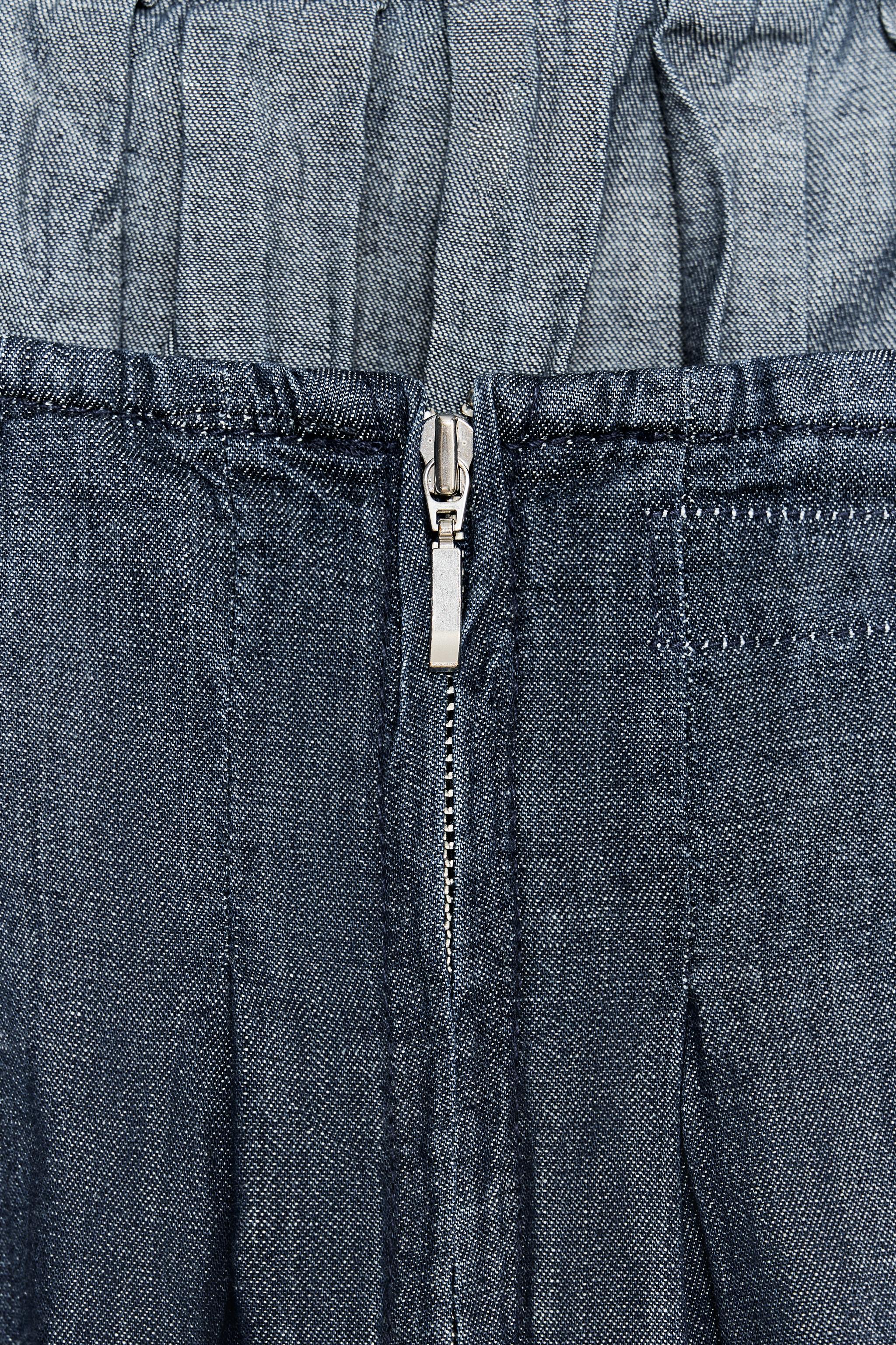 【ZARA】ショート デニム TRF ワンピース 0250/080/401 ショート デニム TRF ワンピース - ネイビーブルー | ZARA Japan