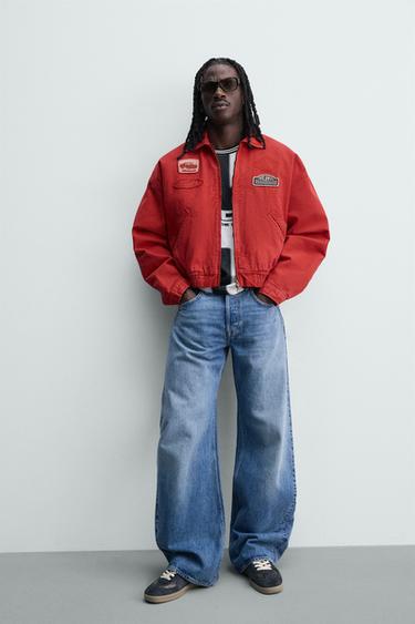 BLOUSON COUPE CARRÉE À PIÈCES - Blanc / Rouge de Zara - Image 5