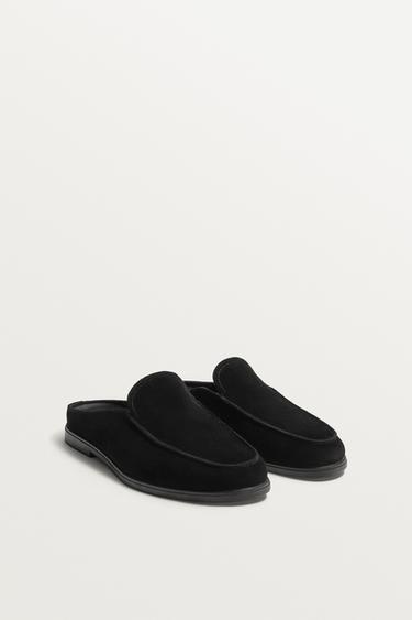 MOCASÍN PIEL DESTALONADO - Negro de Zara