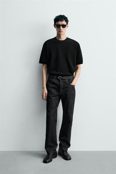 シェニールテクスチャーニットＴシャツブラックZaraのシェニールテクスチャーニットＴシャツ - ブラック 