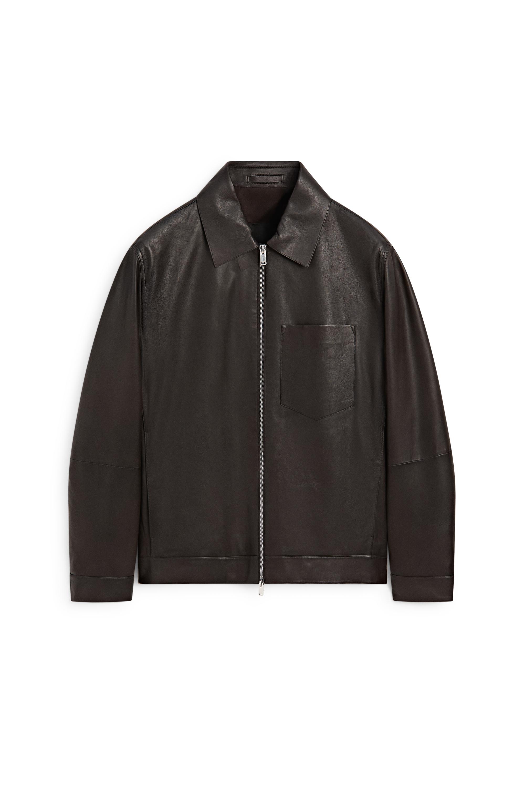 Nappa leather jacket with pocket - Brown | ZARA United States