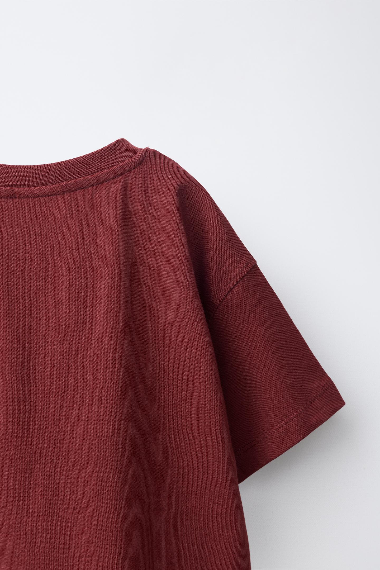 Детская футболка Zara Varsity Print, цвет: Бордовый — фото 4