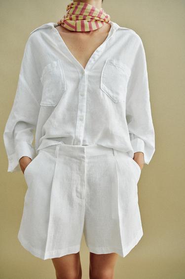 SHORT À PINCES TAILLE HAUTE - Blanc de Zara - Image 2