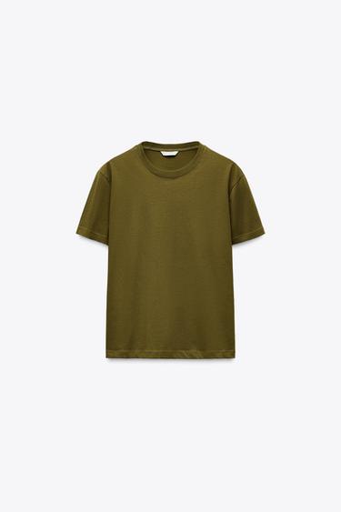 Zara BASIC COTTON T-SHIRT - Pistachio